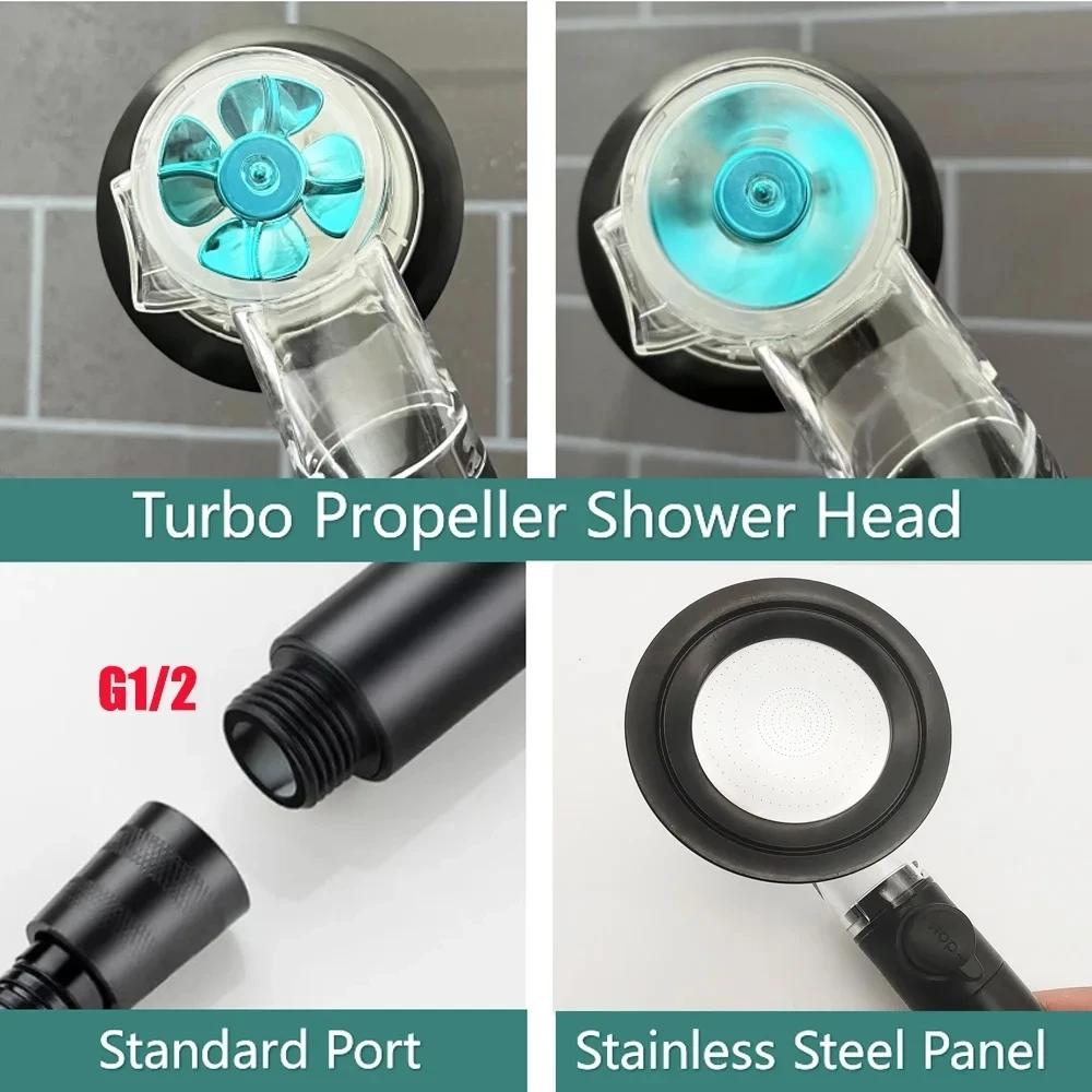Luxus-Design 3 Modi Turbo-Ventilator Duschkopf Hochdruck Wassersparend Sprühkopf Verstellbar Duschkopf Filter Badezimmer Zubehör