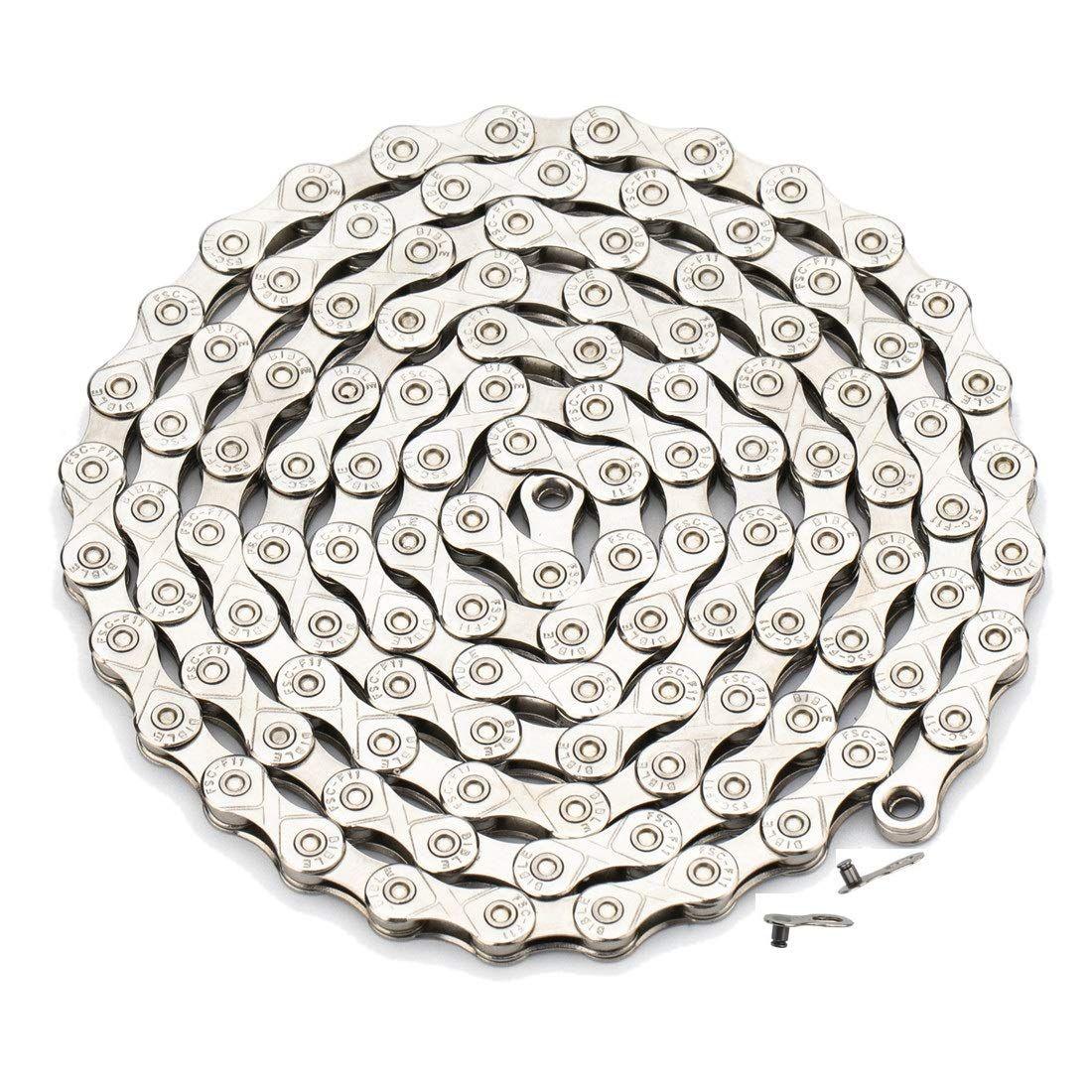 Used FSC variable speed bicycle chain. 11 speed, 22 speed, 33 speed general purpose, lightweight hollow openwork design 116L (Silver regular type)