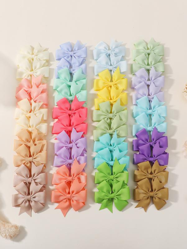 

40pcs Baby Girls Hair Bows Clips Set Random Color 2.5 Grosgrain Ribbon Bowbot Hairpin Barrettes Headwear Hair Accessories Gift