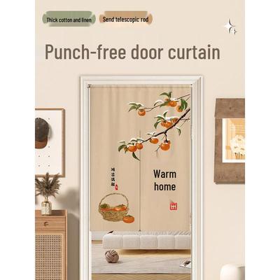 New Chinese Style Half-Length Curtain: Vintage Partition for Tea Room, Study, Bedroom, Bathroom, or Kitchen. No Nails Required.