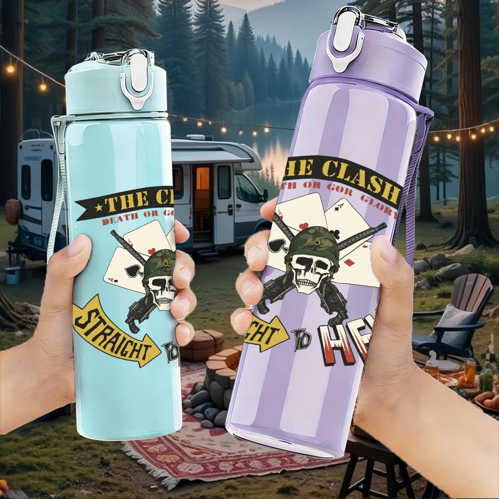 1PC Western Cowboy Hat Ornate Emblem Print 750ml Portable Sports Water Bottle Leakproof Gym Outdoor Travel Drink Cup