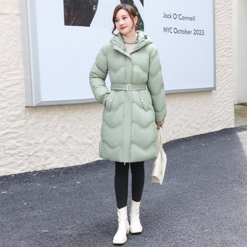 Bavlněná bunda Dámská středně dlouhá zimní korejská verze Volná a zeštíhlující oversized bunda s kapucí a zesílenou bavlněnou bundou