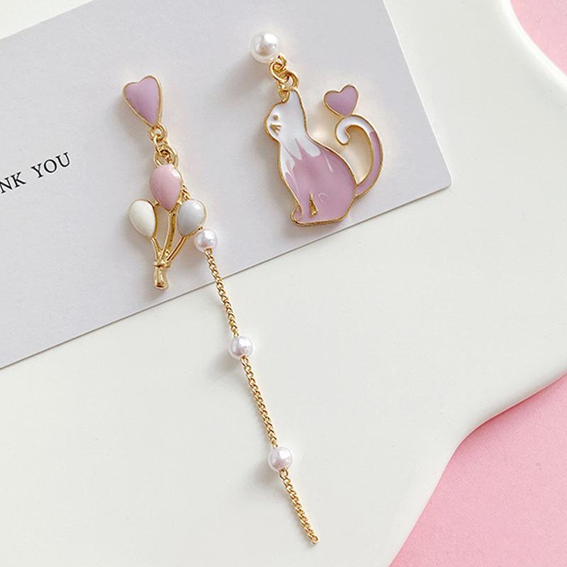Boucles d'oreilles puces mignonnes Chat Lapin Fleur Marguerite Pour Femmes Douces Mini Émail Asymétriques Boucles d'oreilles Fille Fête d'Anniversaire Bijoux Cadeaux