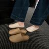 Nya Mode Mjukt Läder Slip-on Plattor Runda Tår Djupa Öppningar Omslutna Tår Drag Halva Tofflor