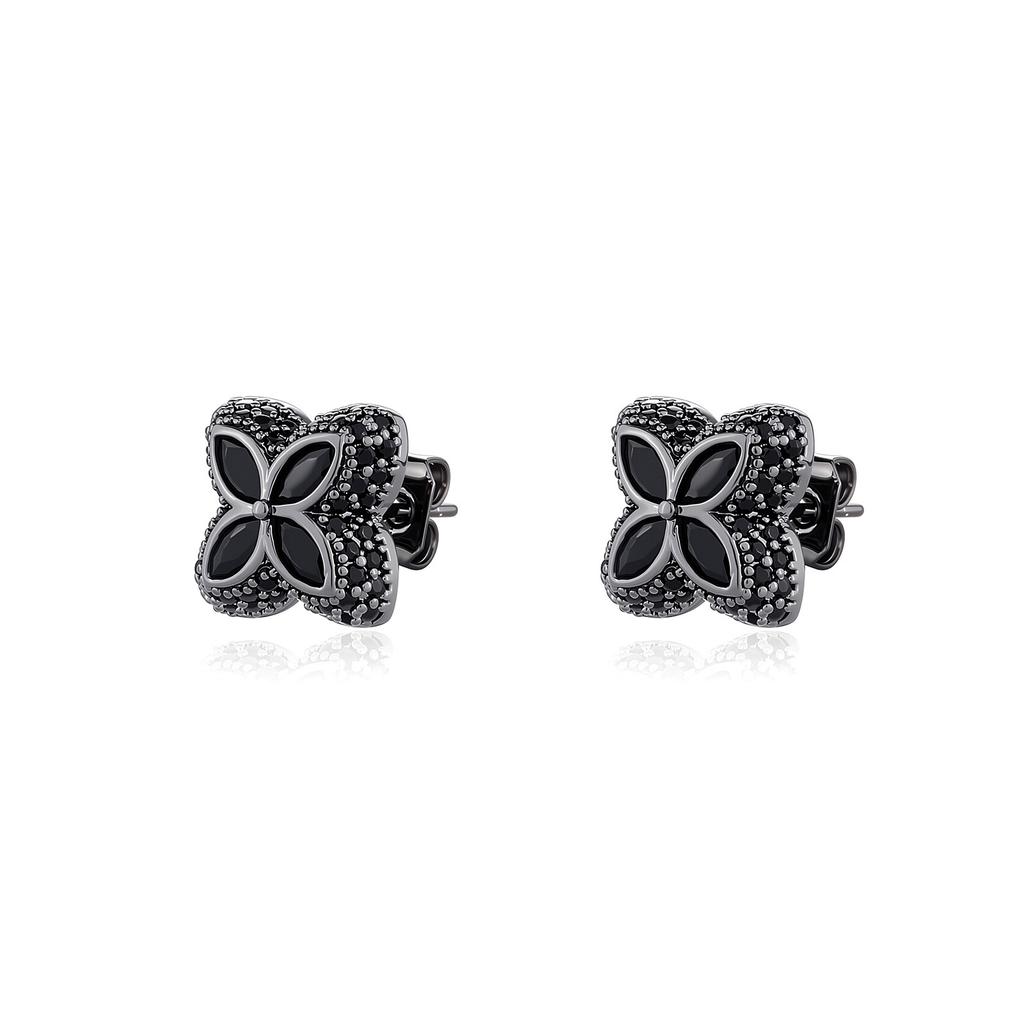 Four-leaf Clover Full Diamond Pave Stud Earrings Simple Ear Jewelry High-end Personality Fashion Ear Accessories