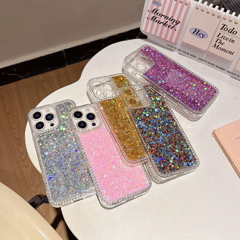 Compatible Samsung A35/A17/A55/S23/S24/S25Ultra Glitter Phone Case with Side Diamonds for Women