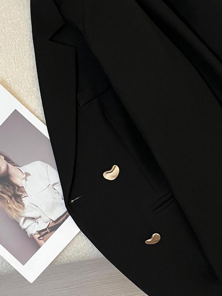 Women's Spring and Autumn High-End Slit Blazer with Turn-Down Collar - Korean Design Fashion Suit Top