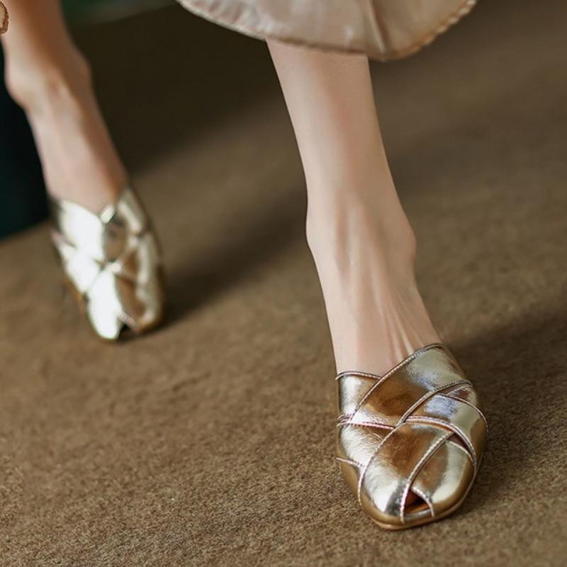 Модные женские модные шлепанцы баотоу летние новые с квадратным носком открытые — фото 5