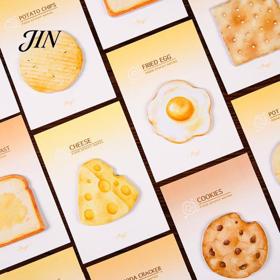 Fun Office Supplies Stick Note Pads, Funny Toast Bread Cookie Cheese Design Cute Notepad, 30 No Residue Notes Sheets/Pad Self Memo Pad for Home