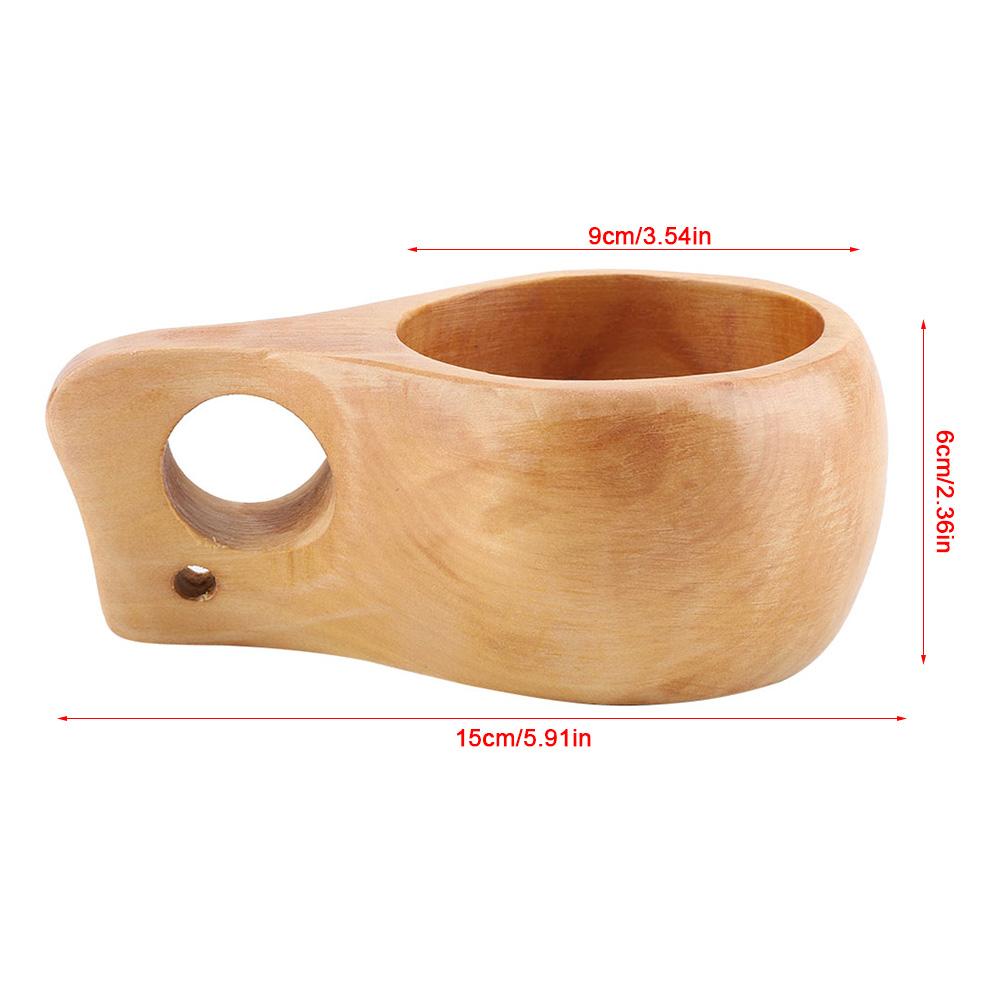 Hölzerne Kaffeetasse Tragbare Outdoor Holz Trinktasse mit Henkel für Bar Restaurant Café Hotel Heim- und Reisegebrauch
