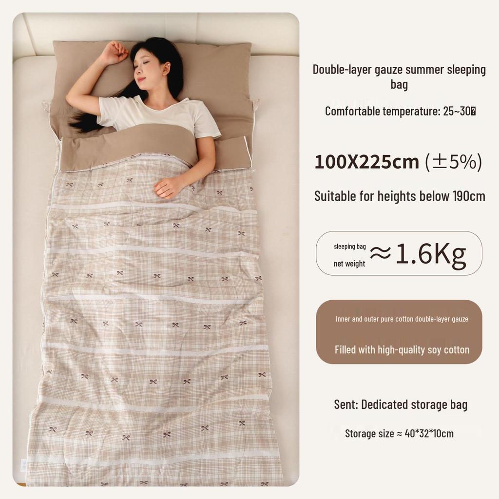 Pure Cotton Adult Plus Size Shoulder Protector & Anti-kick Sleeping Bag for Indoor/Outdoor Use