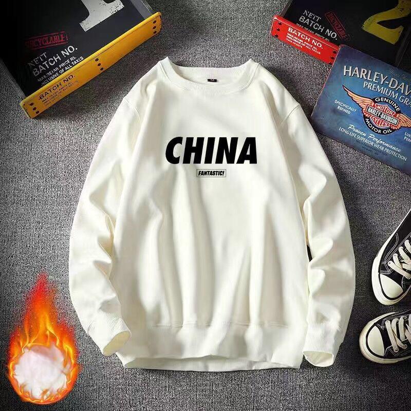 Spring and Autumn New Style National Fashion Sweater Men's Loose Pullover Round Neck Jacket Ins Trendy Velvet Top Long Sleeve