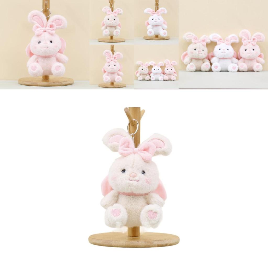 Adorable Plush Bunny Keychain With Bow Cute Rabbit Doll Bag Charm Soft Toy 17cm