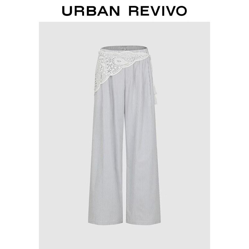 UR2026 Women s Summer Striped Crochet Tassel Wide-Leg Pants L