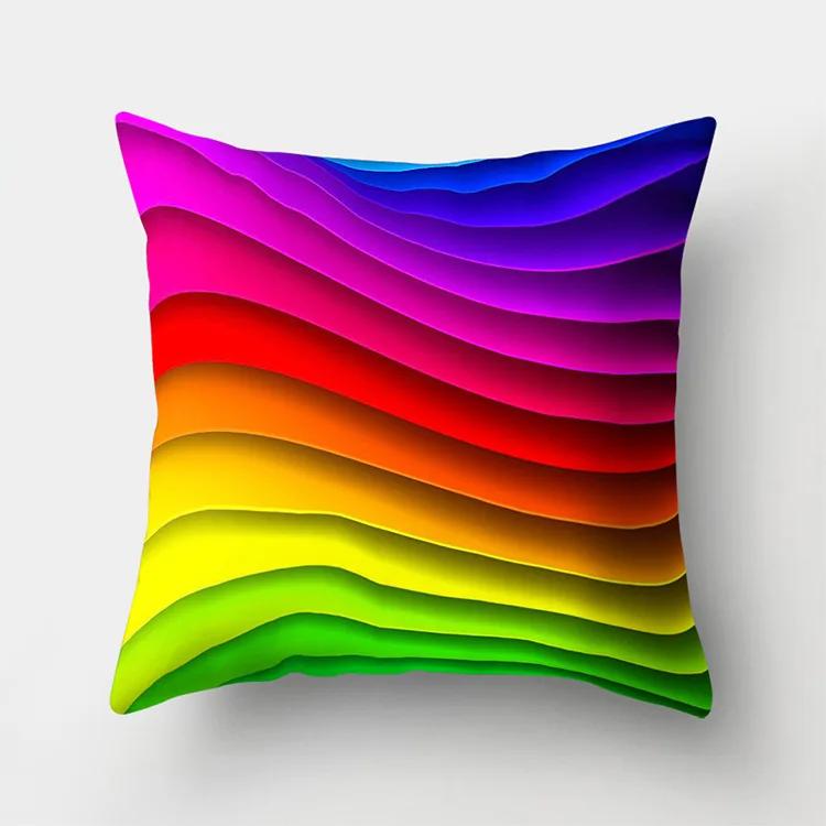 Colorful Geometric Pillow Case Polyester Cushion Cover Animal Rainbow Pillow Cover Decor For Home Car Sofa Decoration 45X45Cm