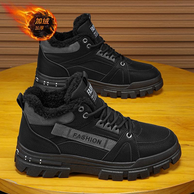 Winter new tooling men's shoes fleece thickened high-top cotton shoes warm men's Martin boots
