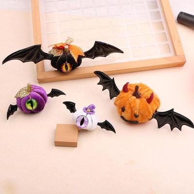Halloween Hair Accessories DIY Kit: Quirky Bat & Pumpkin Cartoon Clips & Keychains