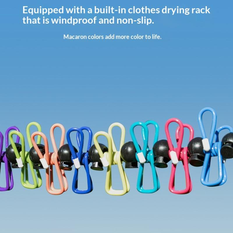Non-Slip Portable Travel Clothesline 1.8m 12 Windproof Clips Durable Drying Rope for Hotel Camping Student Dorm