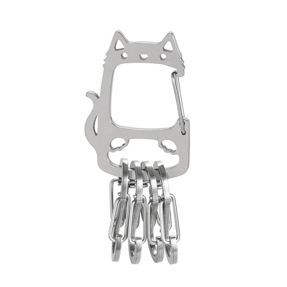 

Stainless Steel Waist Hanged Keyholder Durable Outdoor Keyring New Lucky Cat Keychain Outdoor