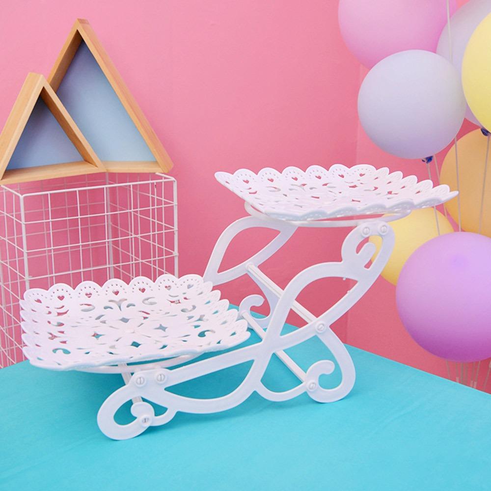 Plastic Cake Stand 2/3-Layers Food Fruit Plate Creative Dessert Rack Wedding Birthday Party