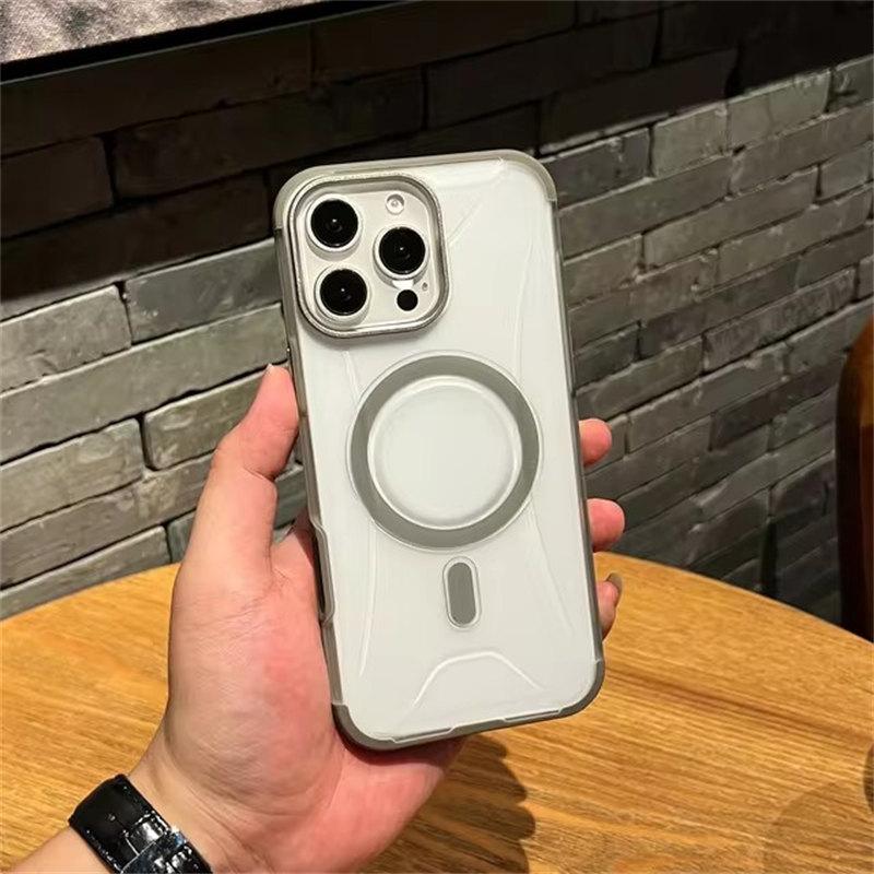 Luxurious Titanium Color Magnetic Phone Case For Iphone 16 Plus 16 15 14 13 Pro Max Premium Anti-drop and Anti-Collision Phone Case