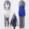 Meng Qian Koyanagi Ookami VTuber Cosplay Wig - Gray Blue Long Straight Hair with Realistic Scalp
