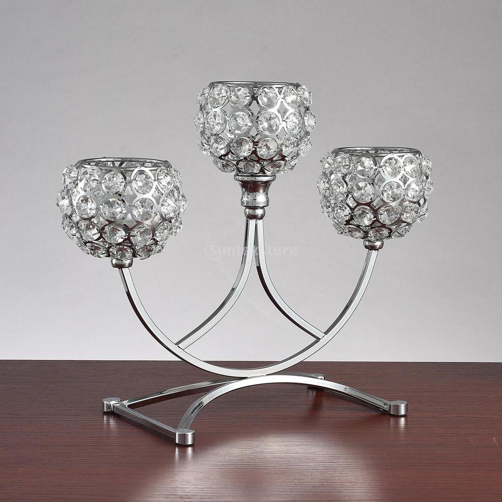 3-armige Kerzenleuchter Kristallkerzenhalter Kerzenlicht Bogenbrücke Kelchkerzenhalter Schale Teelichthalter Kerzenständer Halter Heimdekoration