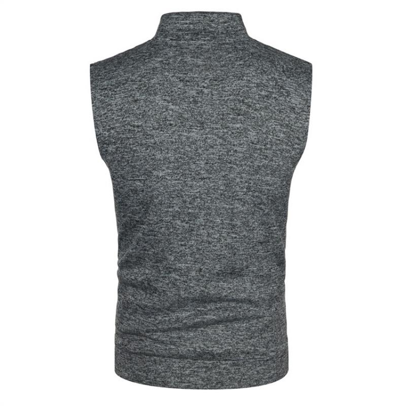 Mens Slim Fit Knit Fleece Zip Up Vest With Pockets
