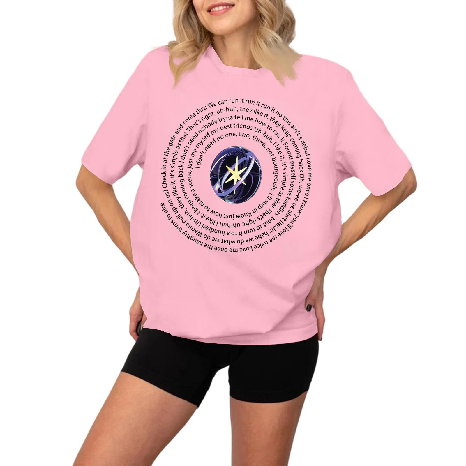 

Women s Fashionable And Casual Long Sleeve Printed Short-Sleeved Top XXL рожевий