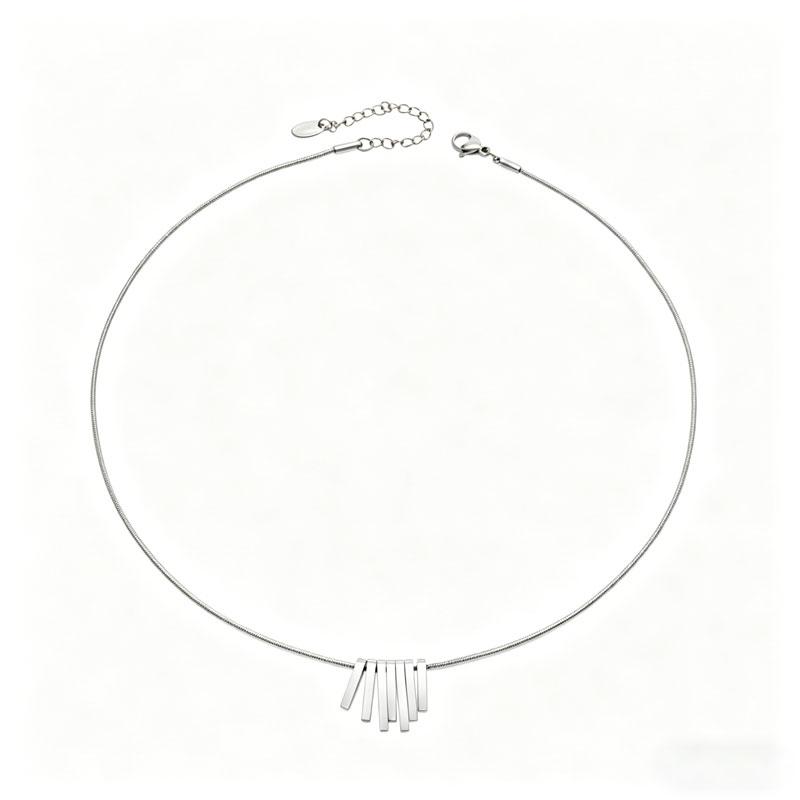 316L Stainless Steel Gold Vertical Bar Tassel Necklace Snake Chain Trendy Pendant Jewelry Women Gift