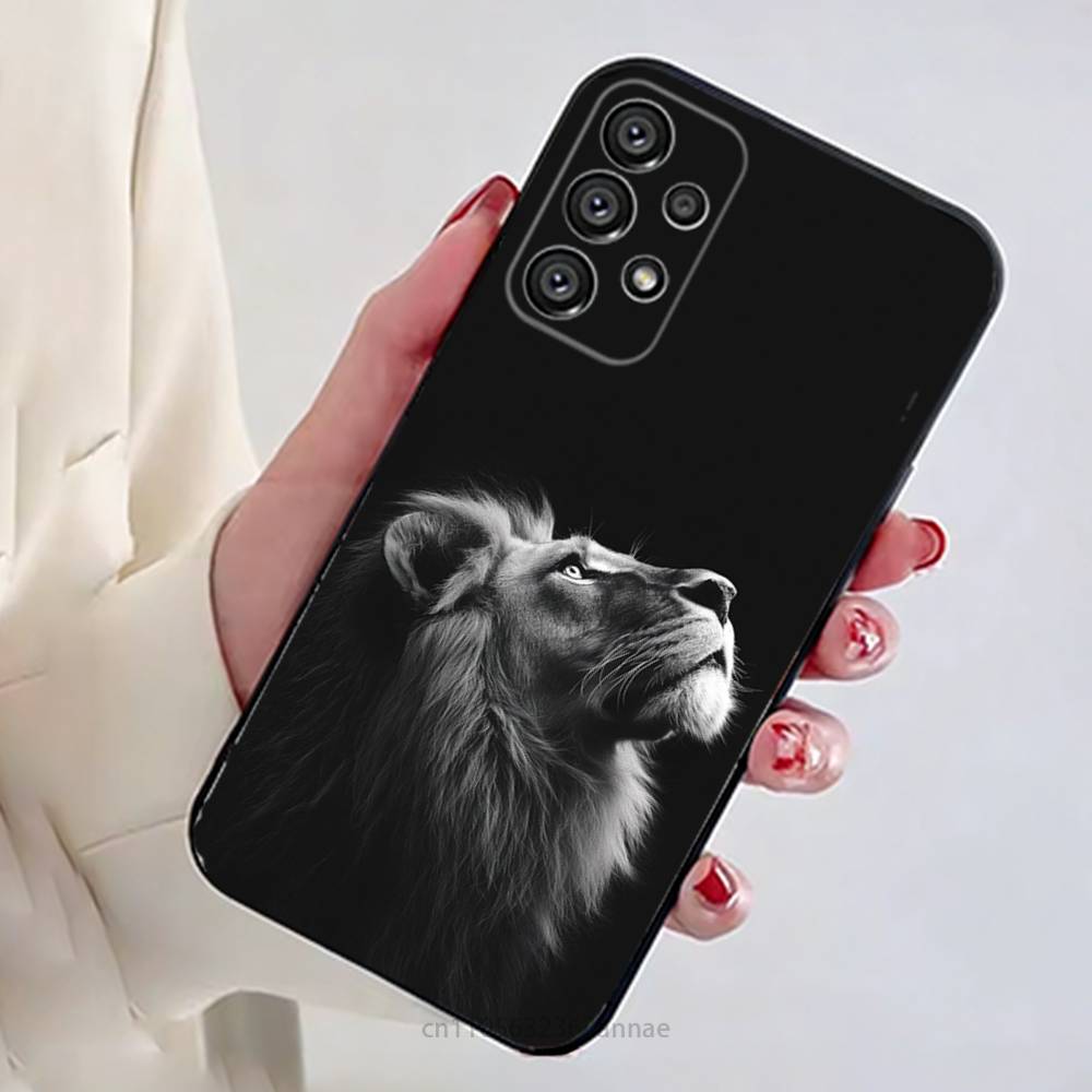 Lion Pattern Phone Case For Samsung Galaxy A13,21s,22,31,32,52,53,71,80,A91 Soft Black Shell