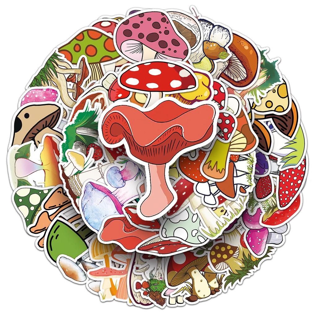 50pcs Cartoon Mushroom DIY Graffiti Stickers for Suitcases, Laptops, and Scooters