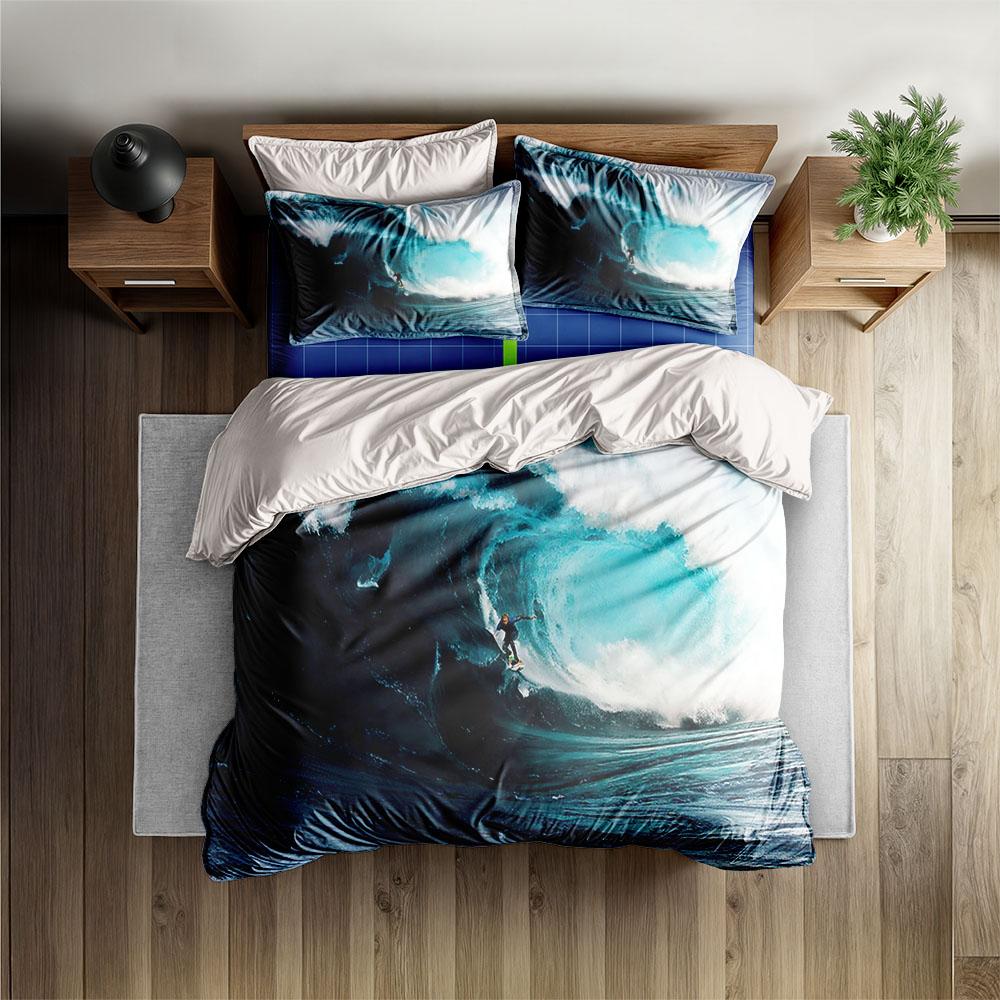 Turquoise Water Surfing Summer Customized Duvet Cover Set Uk Single Double Queen Us Twin Full King Size Among Bed Linen Set