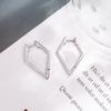 925 Silver Pentagonal Rhombus Geometric Hoop Earrings for Women S925 Wedding Party Jewelry Gift Aretes De Mujer