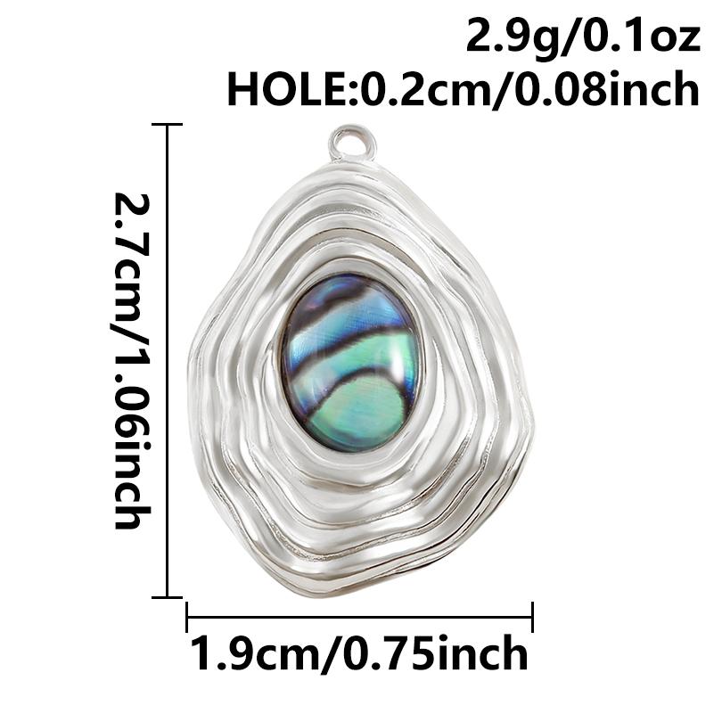 2pcs Various Shape Abalone Shell Trendy Square Oval Rectangle Stainless Steel Charm For Jewelry Making Supplies DIY Pendant Bulk