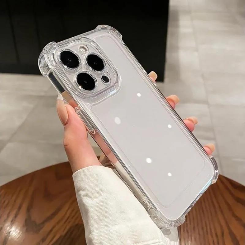 Luxury Shockproof Clear Phone Case For iPhone16 15 14 13 12 11 Pro Max XR Plus Silicone Bumper Transparent Hard Back Cover