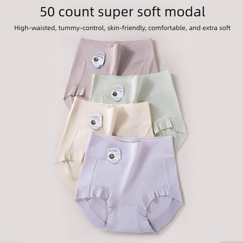 Large Size Ladies Spring and Autumn Comfortable Antibacterial High Waist Belly Wrap Hip Briefs