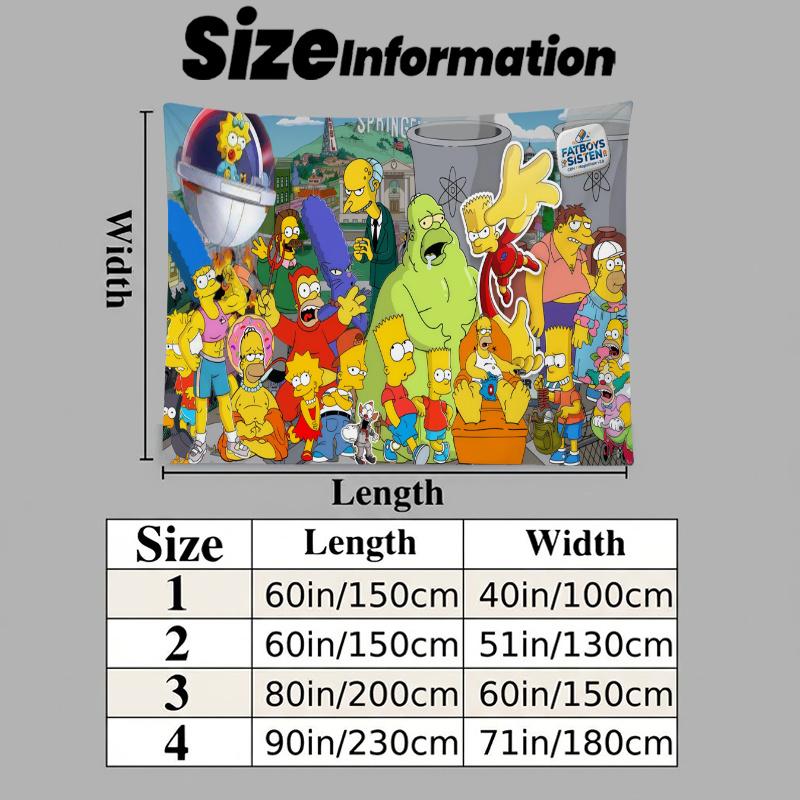 The Simpsons Wall Tapestry Aesthetic Wall Hanging Printed Fabric Blanket Decorative Tapestries for Bedroom Living Room Home Decor