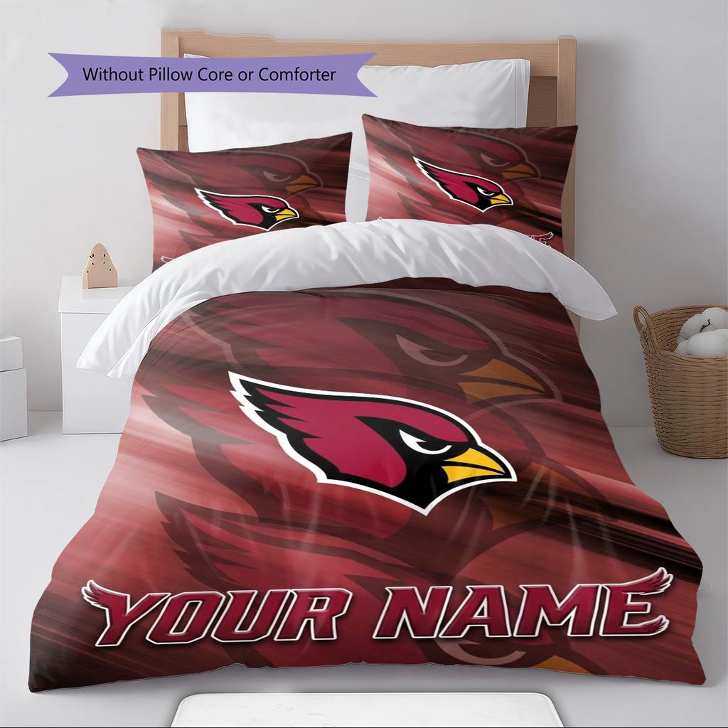 Name Custom Arizona Cardinals Pattern Bedding Set Quilt Cover Pillowcase Home Decor Gift (1 * duvet cover + 2 * pillowcase, without core)