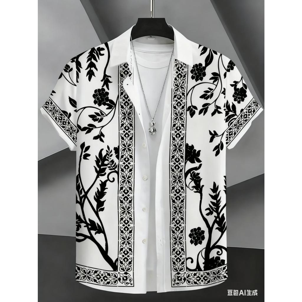 Men's Short Sleeve Shirt 2026 High-Quality Lapel Button up Fashionable Top for Street Leisure Weddings And Vacations