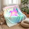 Rainbow Winged Unicorn Theme blanket Lightweight Warm Flannel Blanket Decorative Throw Blanket for Home Decoration