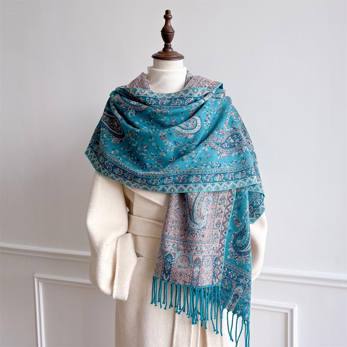 Écharpe en cachemire à imprimé floral pour femme, châles et écharpes en pashmina d'hiver, épais et chaud, couverture de luxe 68x180cm