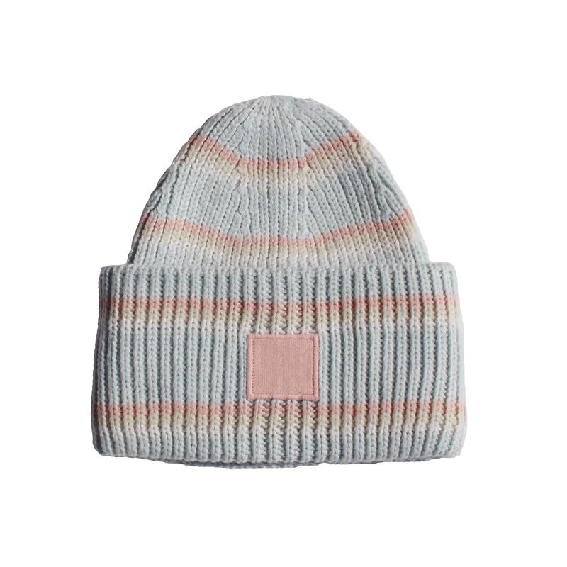 Couple Winter High Quality Thick Wool Smiling Face Knitted Hat For Men And Women Couples Winter Warm Knitted Hat Curled Edge Hat