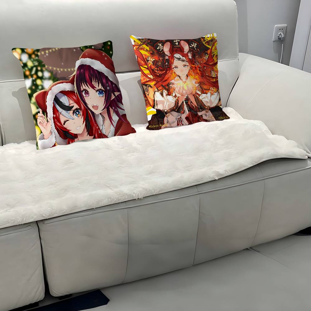 Anime H-Hakos Baelz-HololiveS Pillow Case Removable Washable Cushion Cover – All-Season Soft Linen