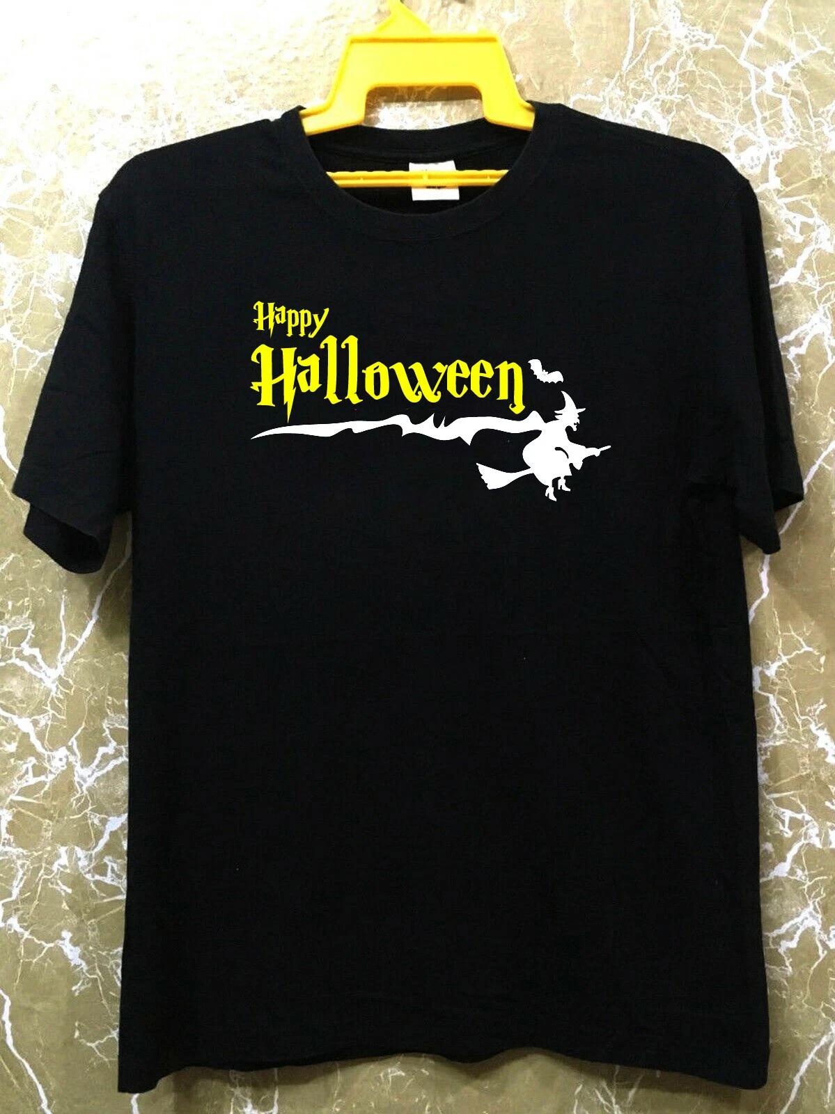Men s and Women s T-shirts Happy Halloween Funny Witch Design Tee Heavy Cotton XXXL