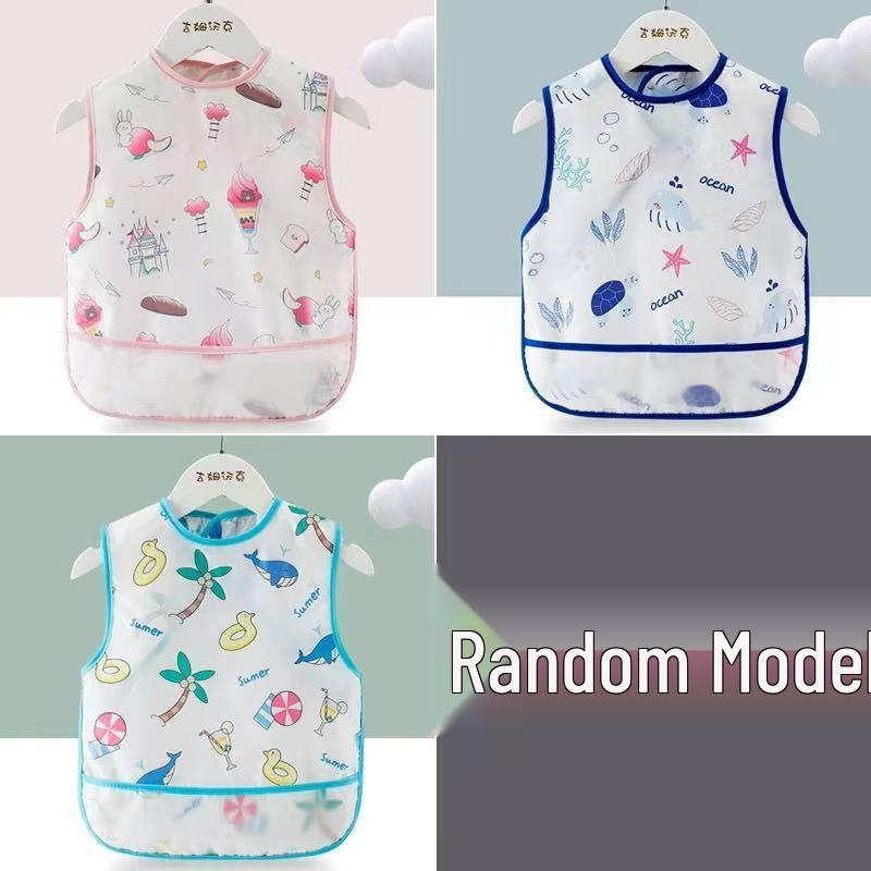 Waterproof Unisex Baby Bib: Anti-Stain Sleeveless Smock for Kids, Reversible Protective Wear.