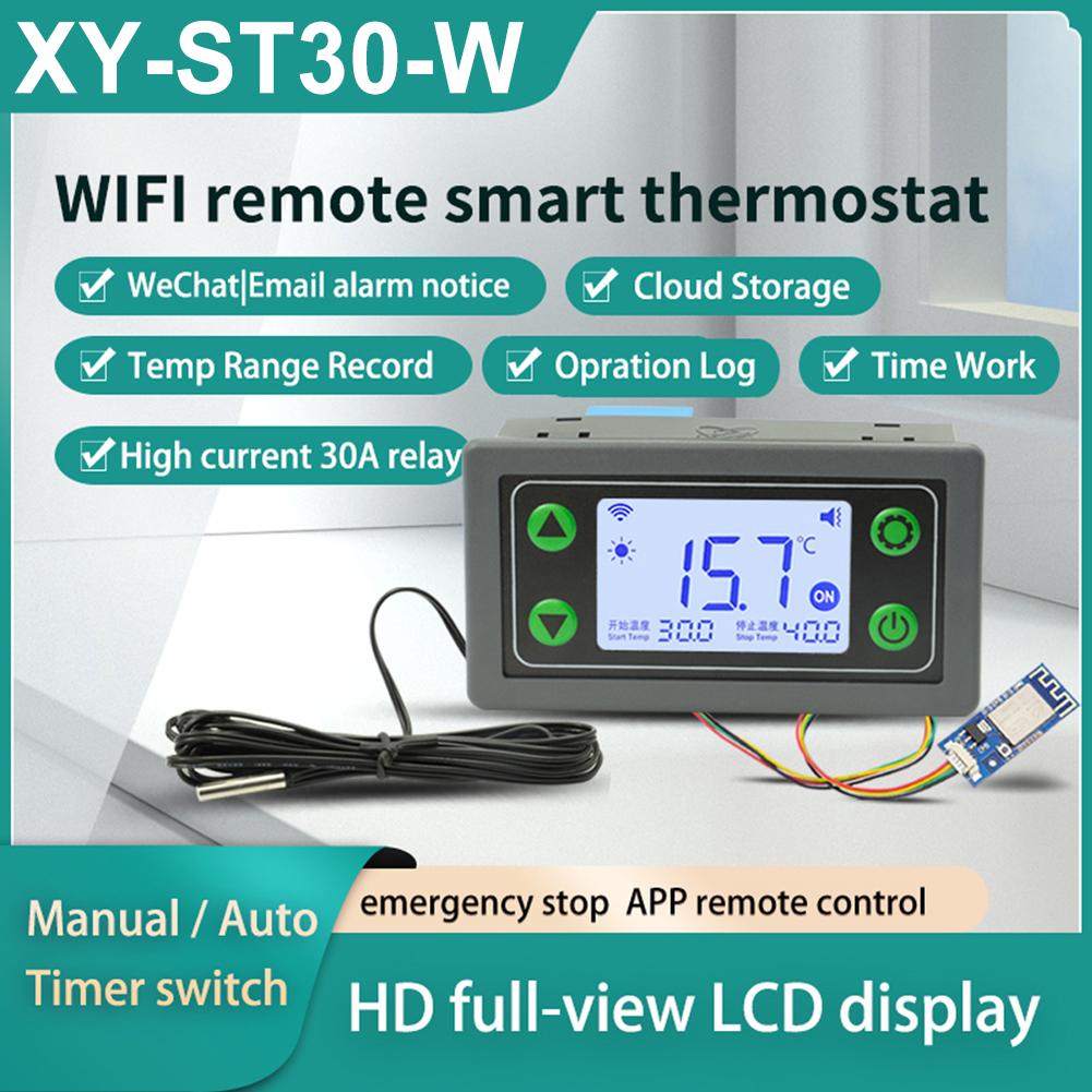 ST30/ST30-W Temperaturreglermodul mit wasserdichter Sonde 30A 6-30V Elektronischer Thermostat APP Zeitschaltknopf Digital