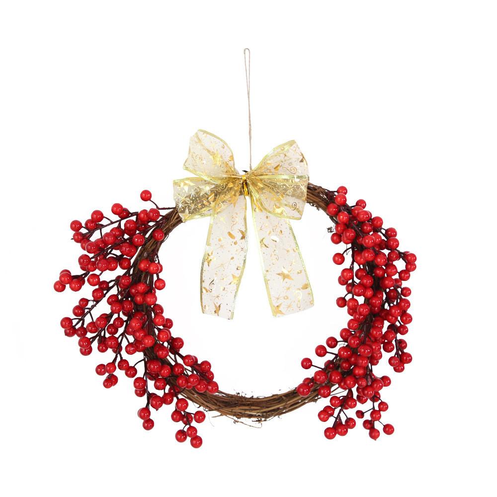 

Lush Berry Red Bow Wreath Delightful Holiday Ornament For Seasonal Home Decor Style Bow Red Flower A
