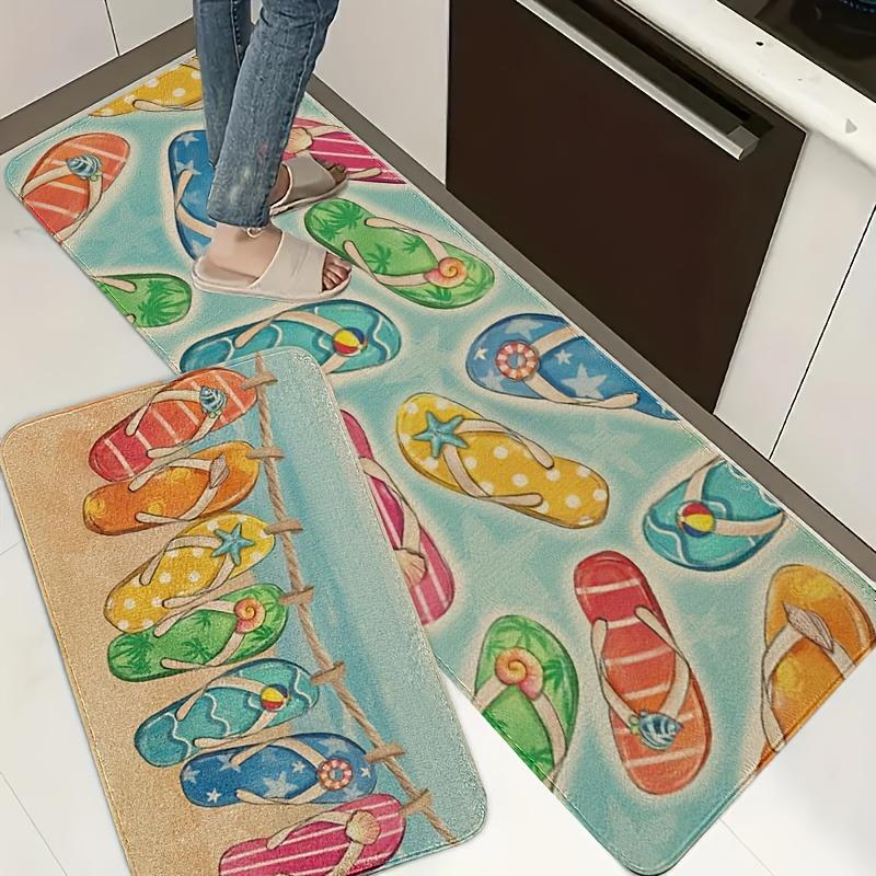 1PC Rainbow Gradient Roses Kitchen Rug Non-Slip Door Mat Pop Design Bathroom Rug Bath Mat Carpet for Home Sink Laundry Decor