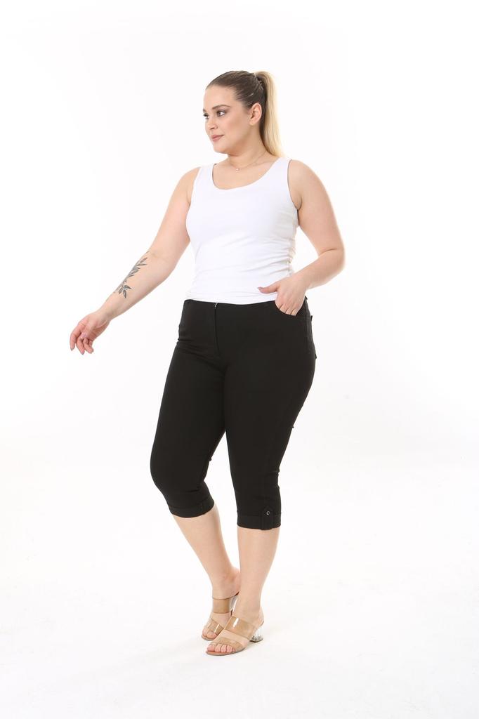 Damenmode Übergröße Shorts & Bermudas Plus Size Jeans Capri mit Schlitz (Taschen- und Stickereidetail)